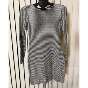 BANANA REPUBLIC 2 SHEATH DRESS STRETCH ZIP BLACK & WHITE STRIPE LONG SLEEVE NWT